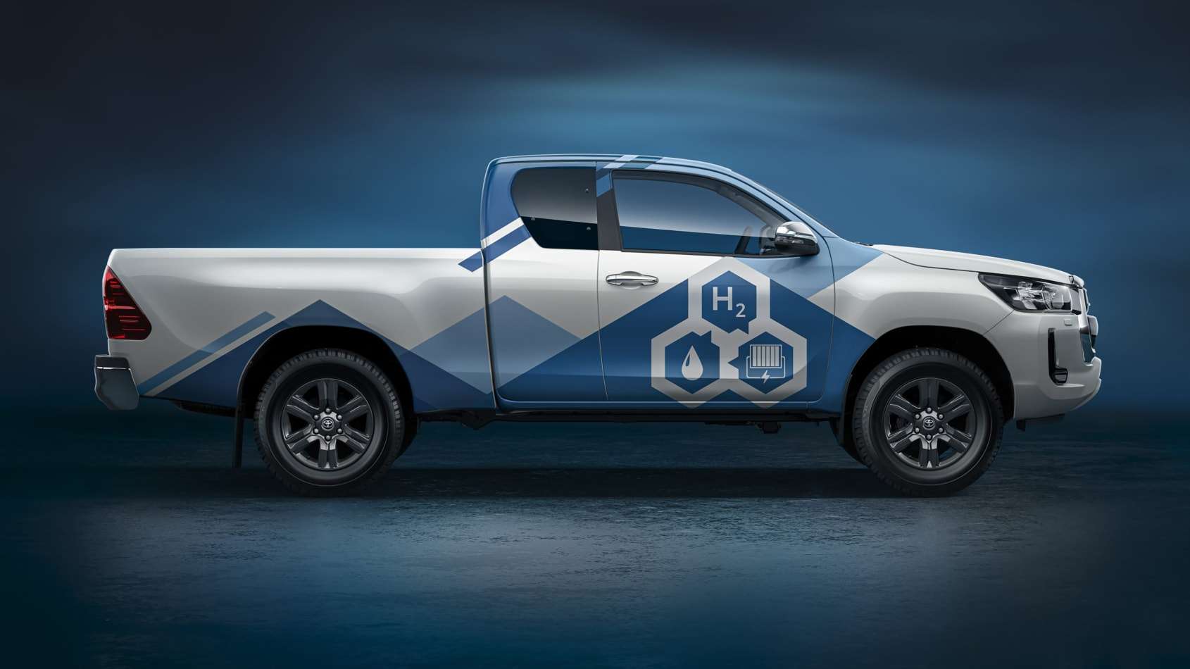 Hydrogen Toyota Hilux pick-up truck side